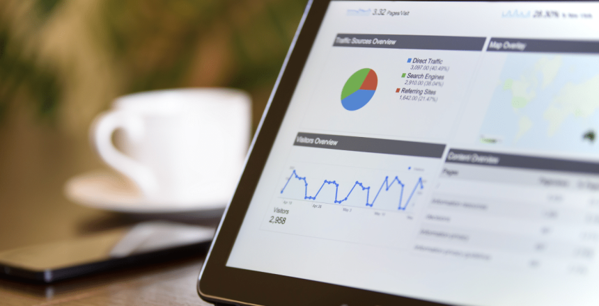 Laptop screen showing web analytics